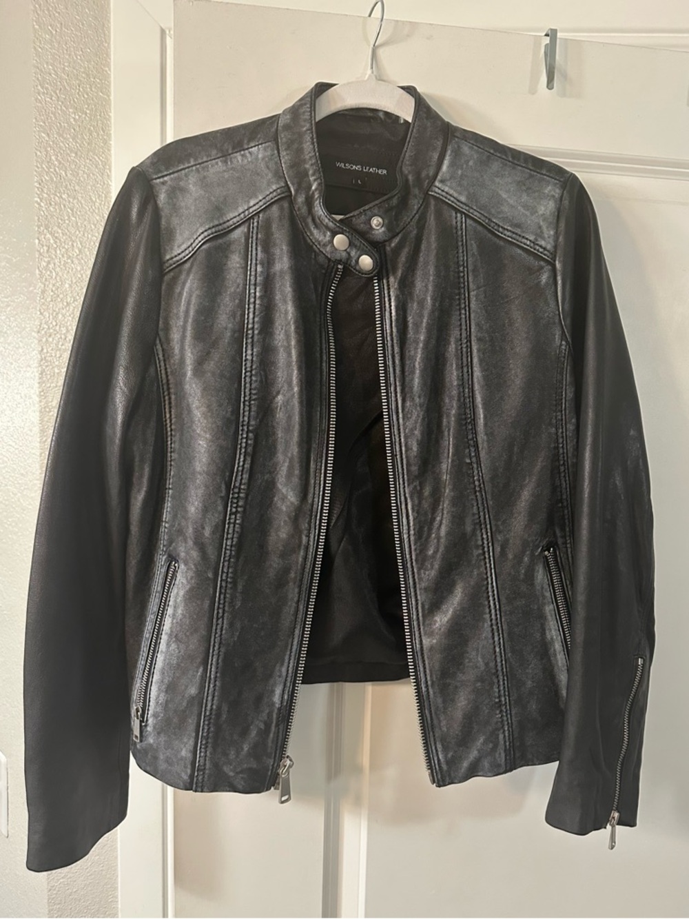 Black Leather Moto Jacket - Picture 8 of 15